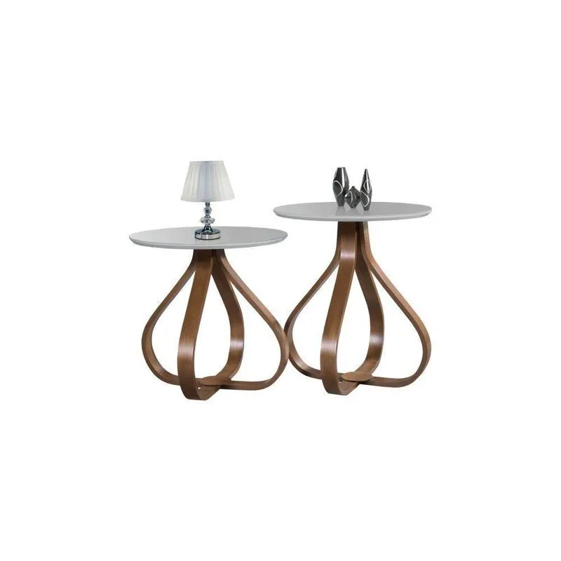 Jogo De Mesa De Canto Bella Redonda Off White