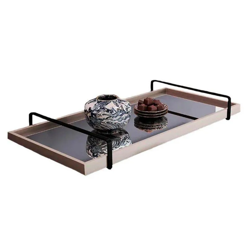 Bandeja Espelhada Laqueada com Alça Preta TNA Decor