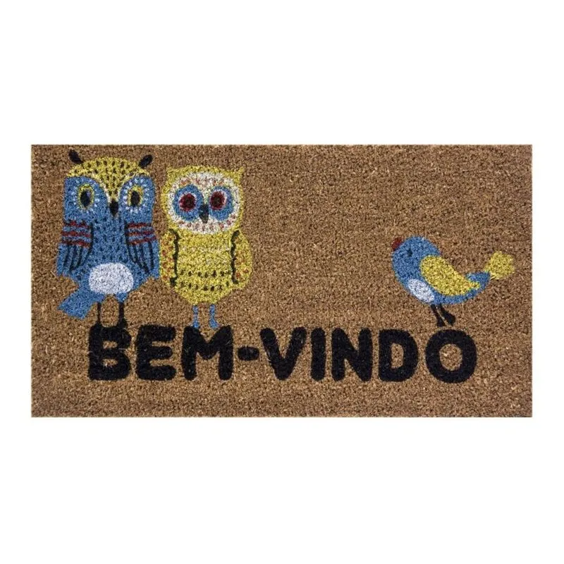 Capacho Fibra de Coco 33cmx60cm Colorful Bella Casa Corujinhas