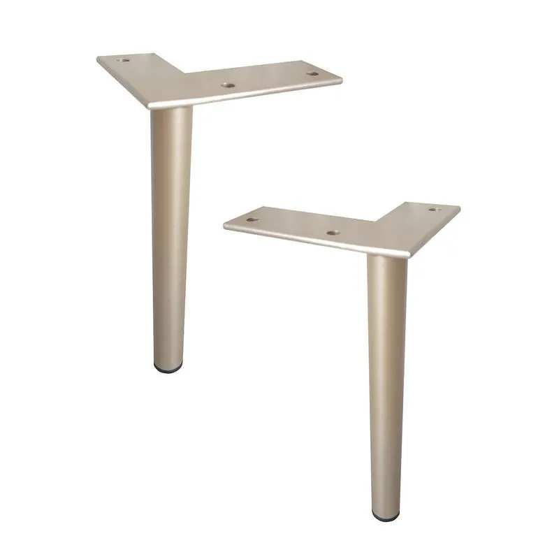 Kit 6 Pés De Metal L 18cm Lateral Champagne Multiuso