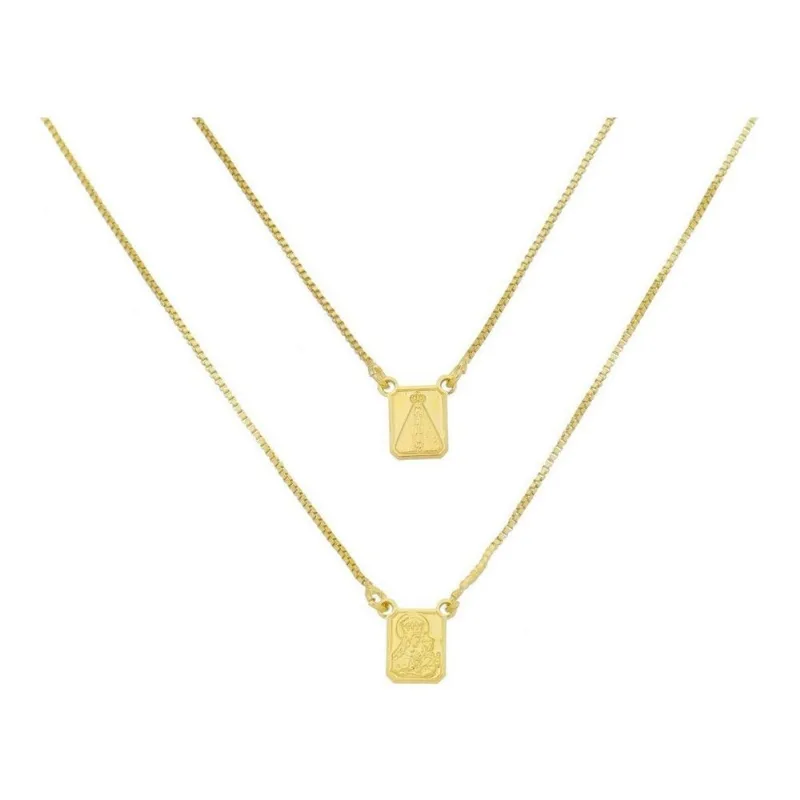 Escapulário Unissex Delicado Minimalista Folheado A Ouro 18k