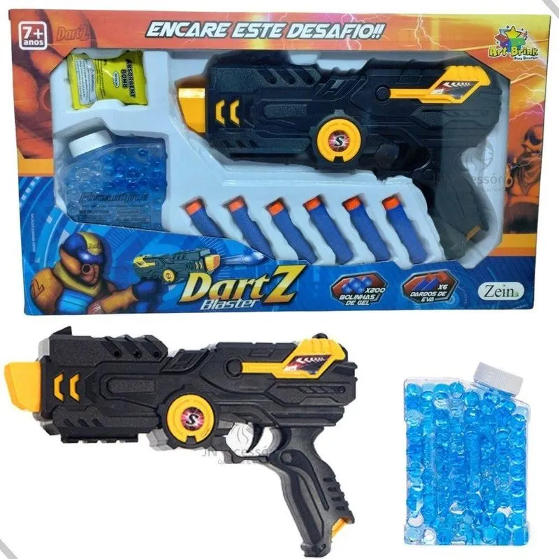 Brinquedo Lançador 2 Em 1 Dardos E Bolas De Gel Preta