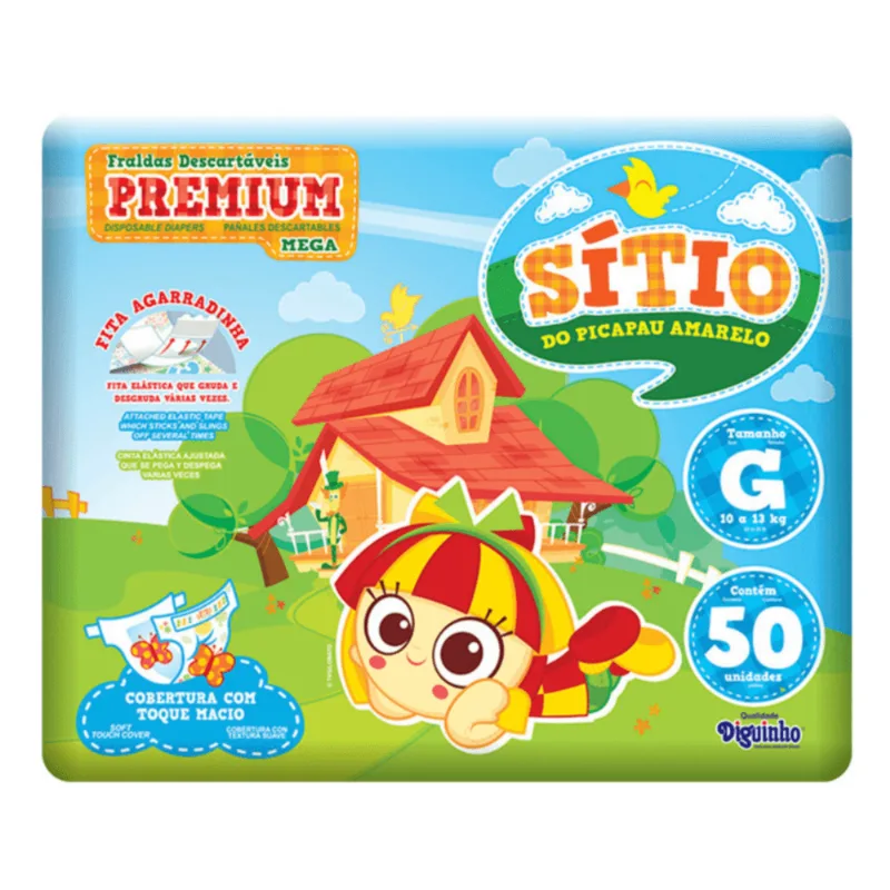 Fraldas Descartáveis Premium Mega Tam. G 50 Unid. - Diguinho