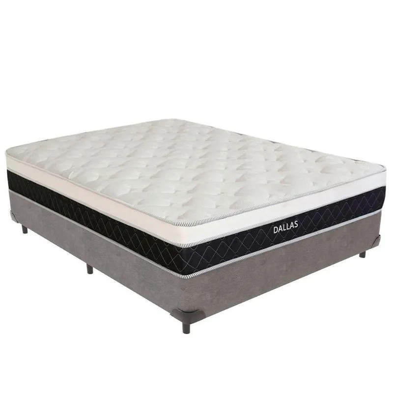 Cama Box Com Colchão Viúvo Dallas Molas Ensacadas Tecido Sintético Cinza Vtech 128cm