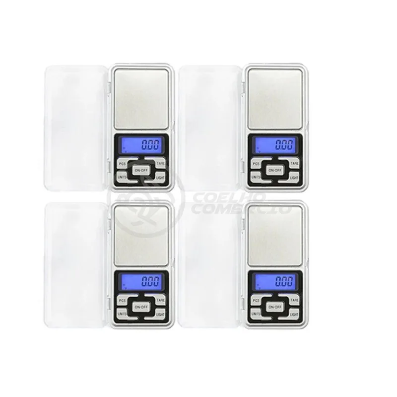 Kit 4 Mini Balanças Digitais Alta Precisão 500g prata