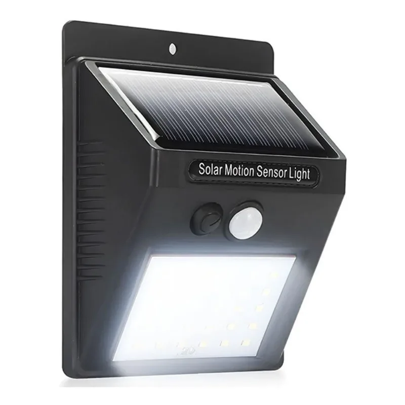 Luminária Solar De Parede 30 Leds De Luz Branca Lâmpada Com Sensor De Movimento Jardim E Quintal