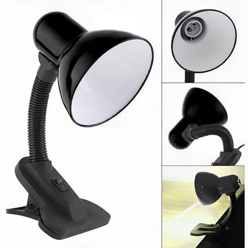 Luminária Articulada Preta Com Garra Presilha Bivolt