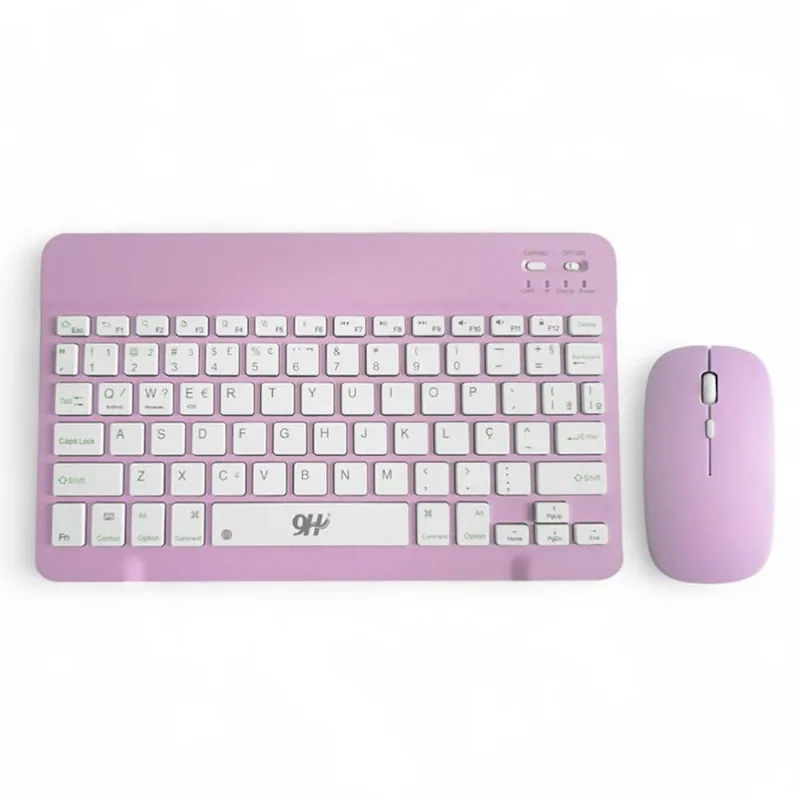 Kit Teclado E Mouse Sem Fio A6732 Rosa Ultra Fino