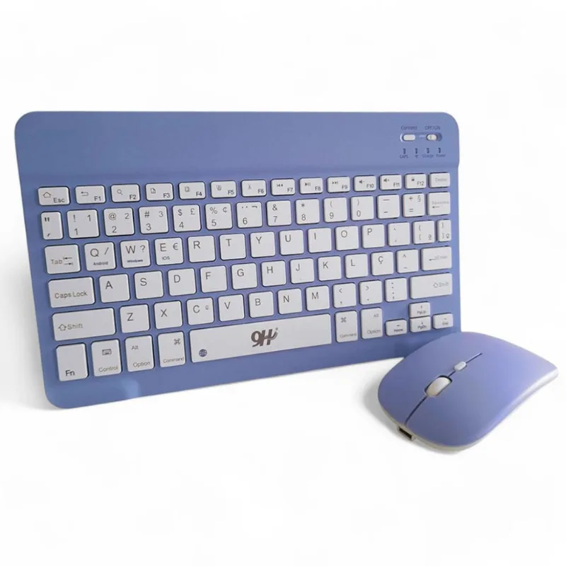 Kit Teclado E Mouse Wireless Slim A6732 Roxo Recarregável