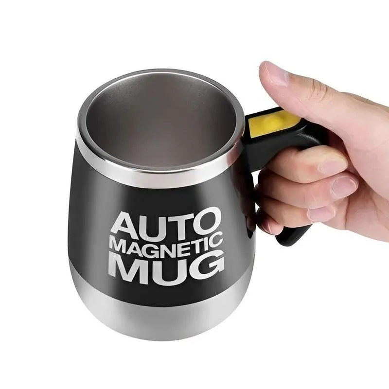 Caneca 400Ml Stirring Mug Preto Mixer Magnético Inox