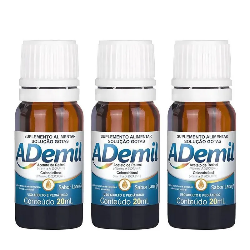 Kit 3 Frascos De 20Ml Suplementos Vitaminas a + d Ademil Gotas