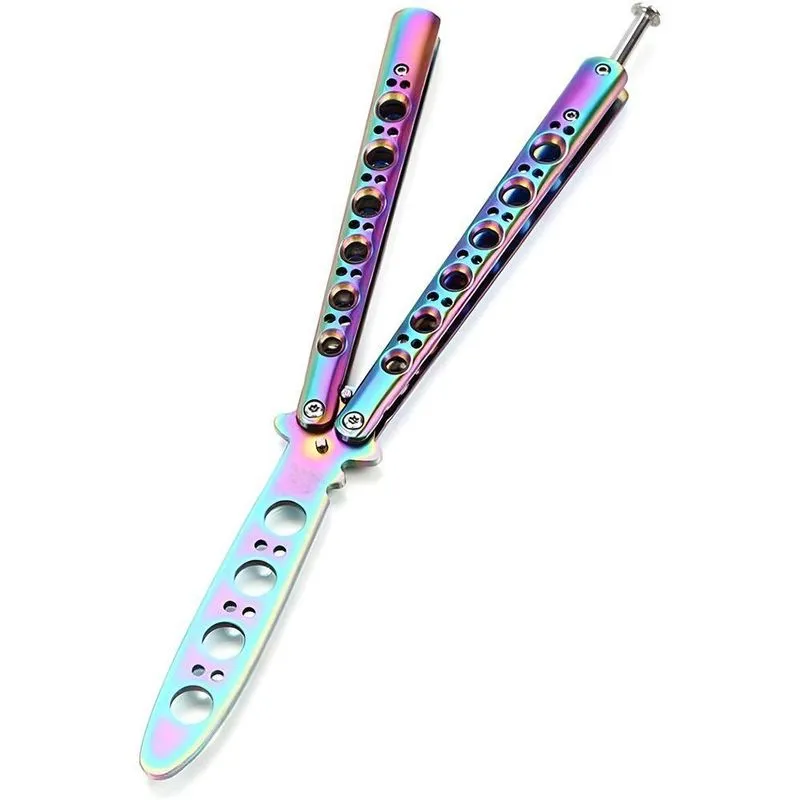 Canivete Borboleta Arco Iris Sem Corte Modelo Bsl-3 Para Treino De Manobras Com Segurança