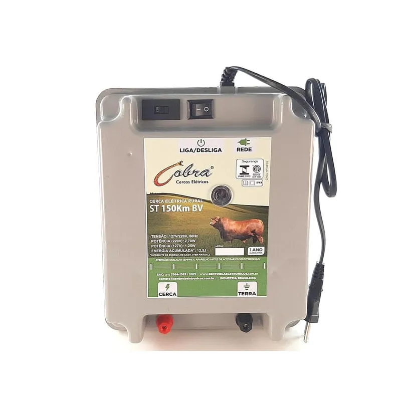 Eletrificador Cerca Elétrica Rural 150Km Super Turbo Bivolt