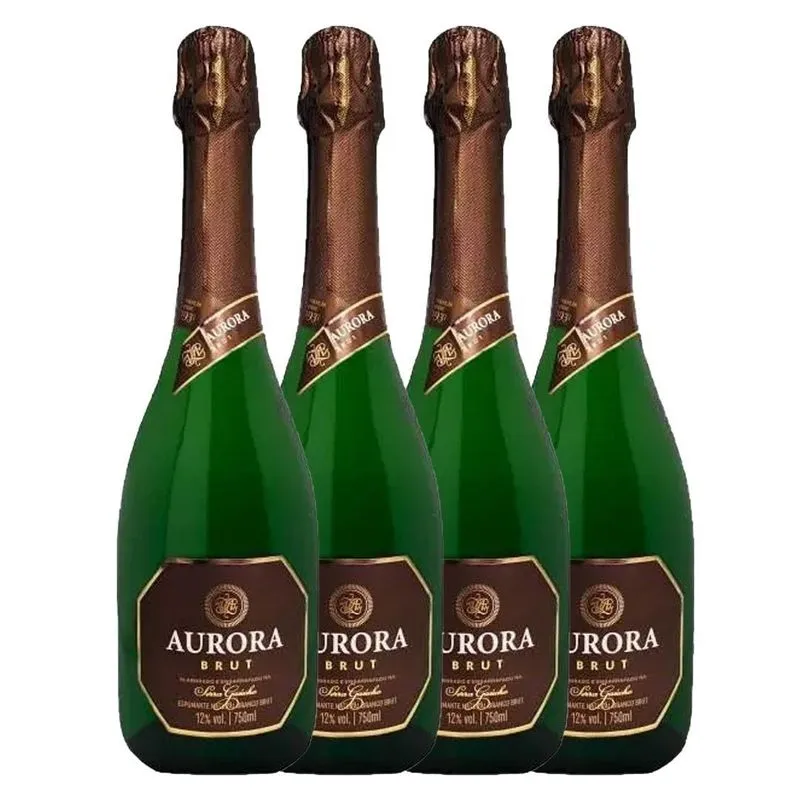 Kit 4 Garrafas Espumante Aurora Brut 750ml