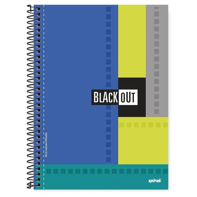 Caderno universitário capa dura 1x1 80 folhas, Black Out Azul, Spiral, 211534 - pt 1 un
