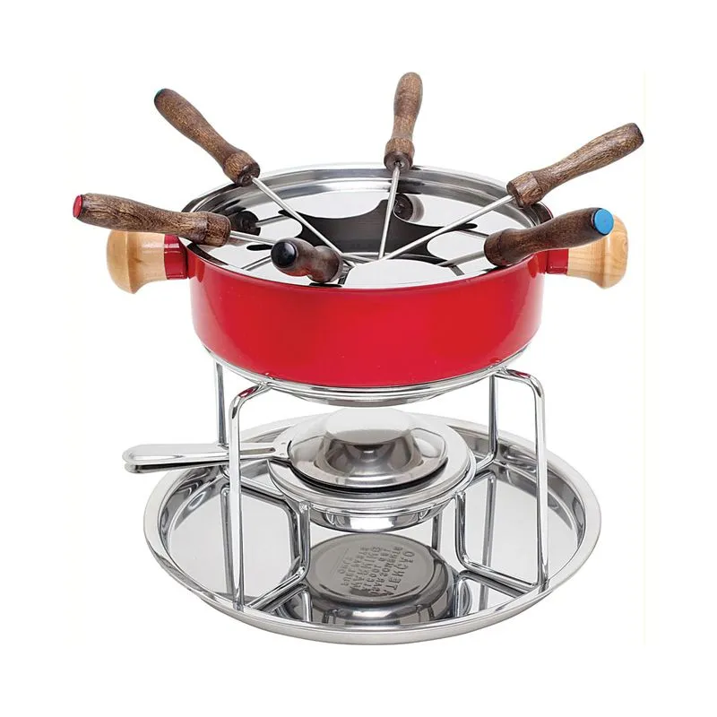 Conjunto Panela Fondue Em Aço Inox 1,5l Com 6 Garfos Cozinha