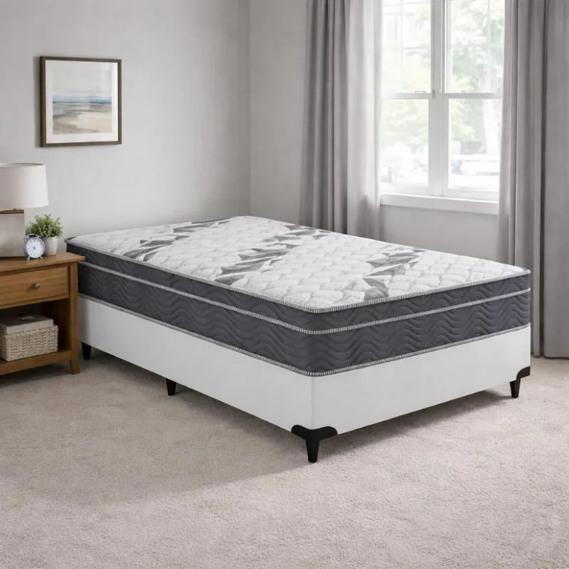 Cama Box com Colchão Casal Airtech 100 D33 Espuma Branco Ortobom