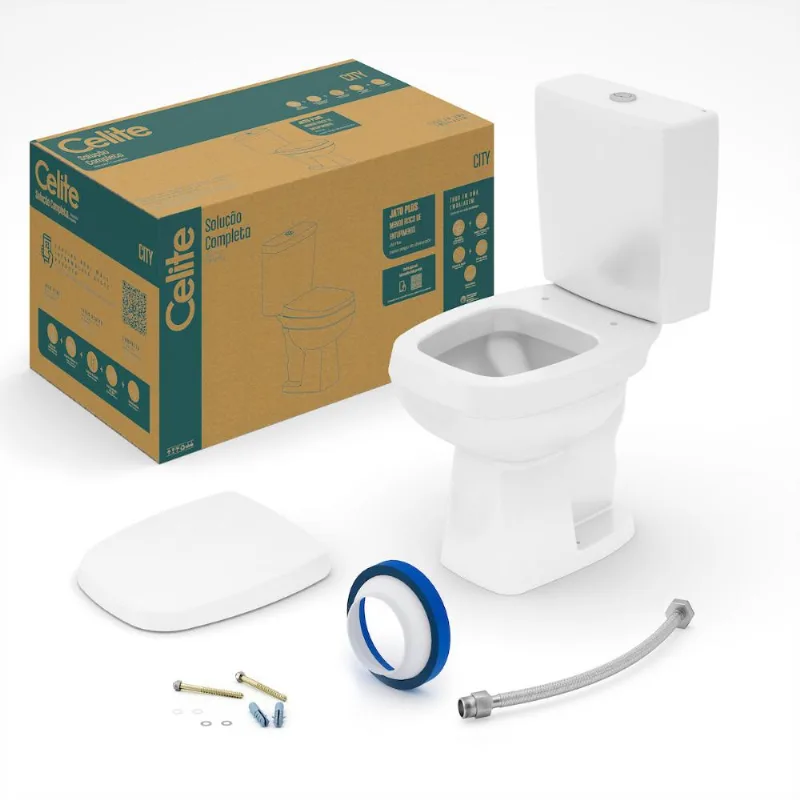 Kit Completo com Caixa Acoplada City Branco Celite