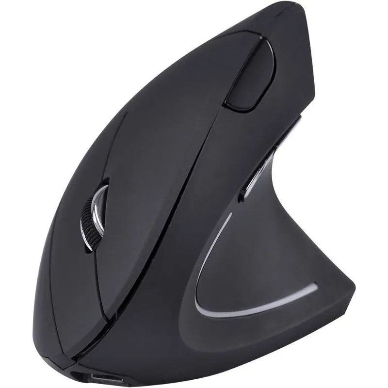 Mouse Sem Fio Recarregavel 2.4 Ghz Vertical Ergonomico Ortopedico Power Fit 1600 Dpi Preto Usb - Pm300