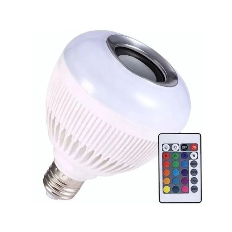 Lâmpada Musical Bluetooth Led Rgb 12w Soquete E27 + Controle