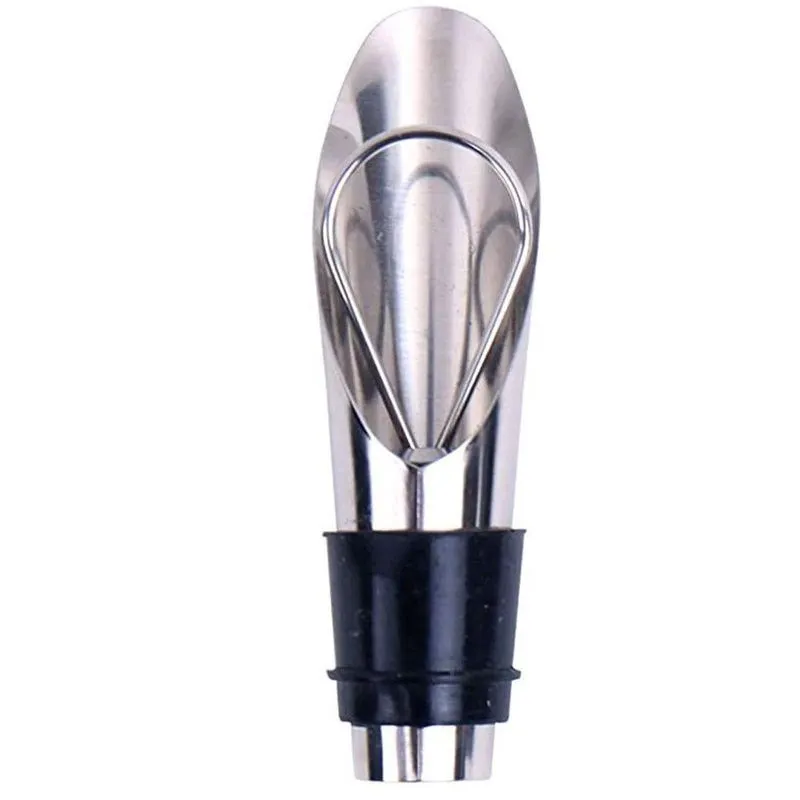 Kit Tampa E Aerador De Vinho Em Inox Prata