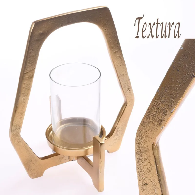 Porta Vela Hurricane Decorativo dourado - Tessi