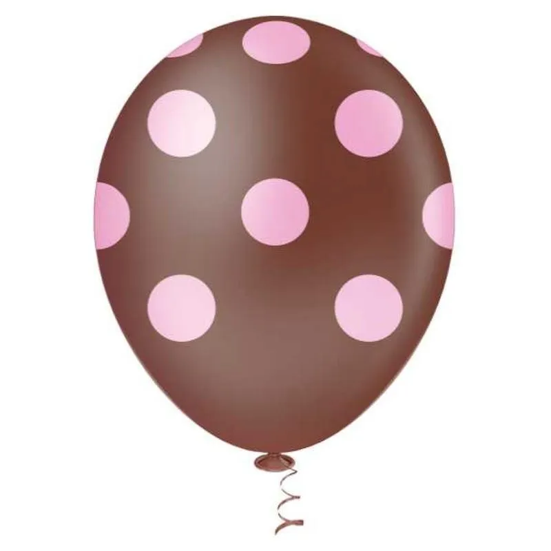 Balao 10 Fantasia Bolinha Marrom/rosa Bebe 25un Pic Pic
