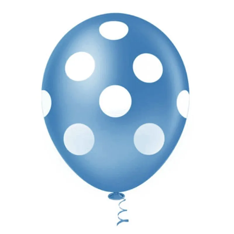 Balão Fantasia Poa Azul Escuro e Branco Tamanho 10 C/25 - Pic Pic