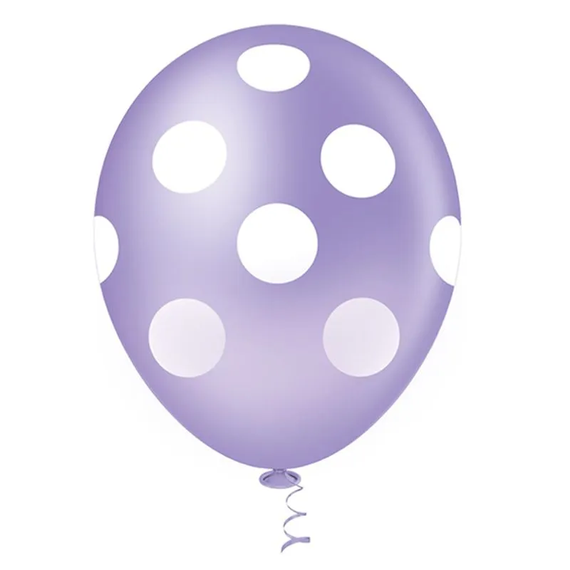 Balão Fantasia Poa Lilás e Branco Tamanho 10 C/25 - Pic Pic