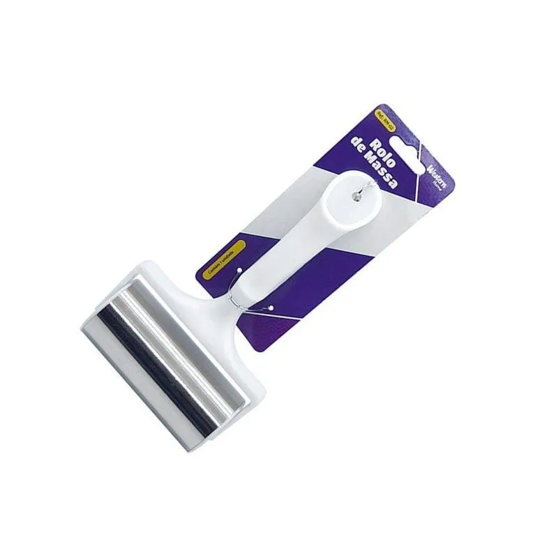 Rolo De Aço Inox Para Massa Com Cabo De Plástico
