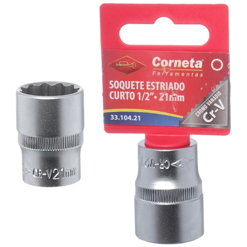 Soquete Estriado Curto 1/2 21Mm Corneta