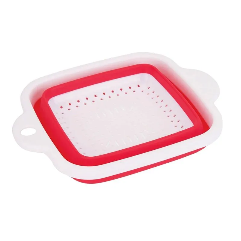 Escorredor Retrátil Quadrado Branco E Vermelho Ricaelle