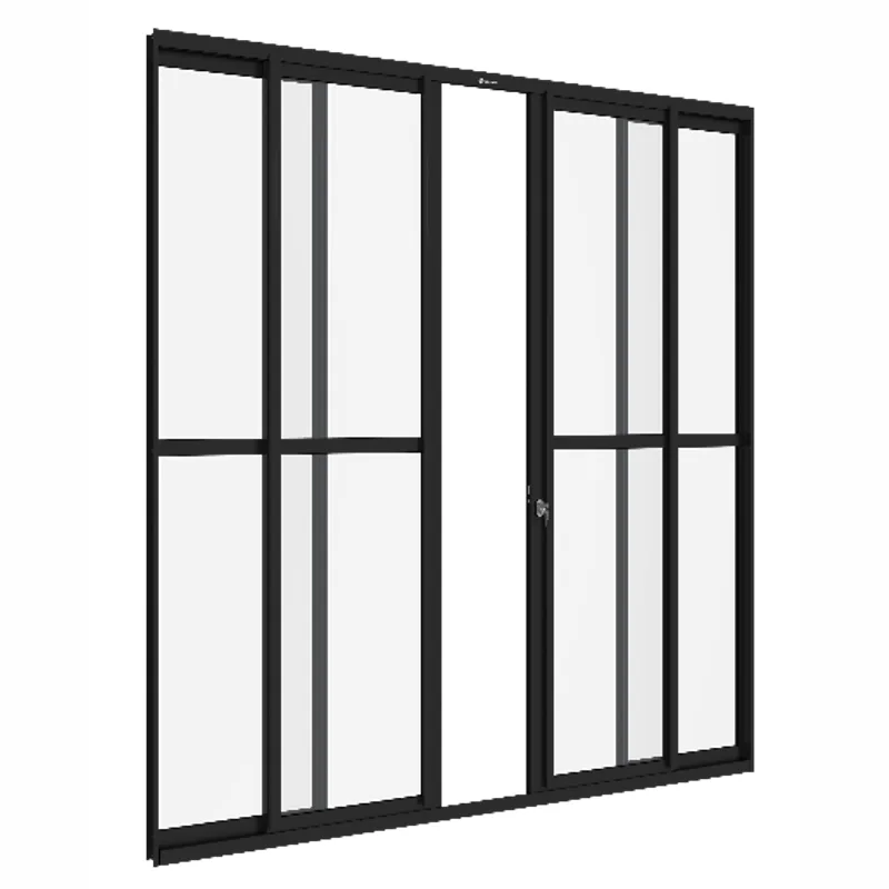 Porta de correr com divisao central aluminio 4 folhas - fitblack