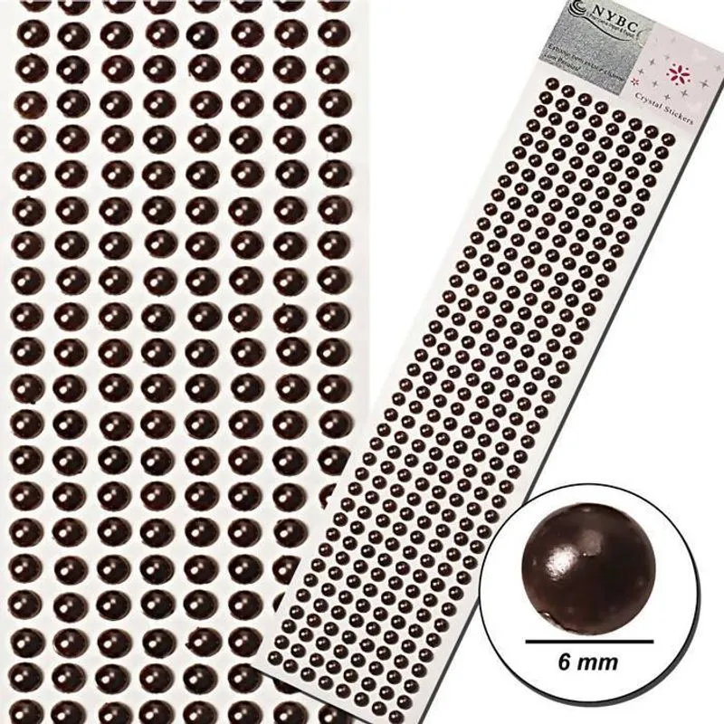 Cartela De Meia Pérola Marrom 6 Mm Autocolante - Nybc