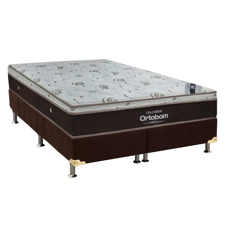 Conjunto Box : Colchão Molas Ortobom Ensacadas Sleep King Látex + Base CRC Suede Brown (193x203)