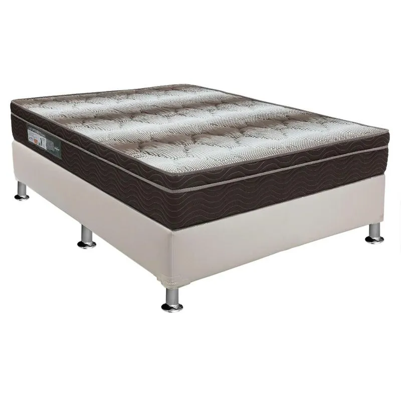 Conjunto Box-Colchão Ortobom Light+Cama Casal 138x188