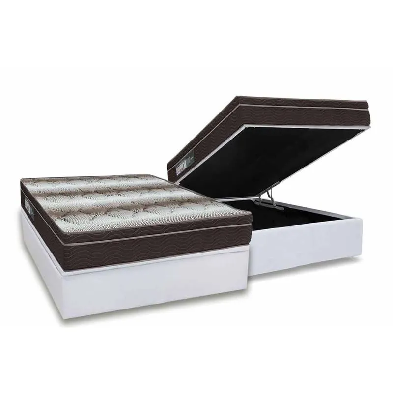 Cama Box Baú CRC Casal +Colchão Anatômico Ortopédico Light Ortobom 138