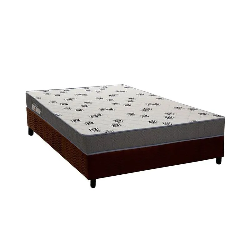 Cama Box Viúva: Colchão Espuma D33 Ortobom Light Saúde + Base crc Suede Brown (128x188)
