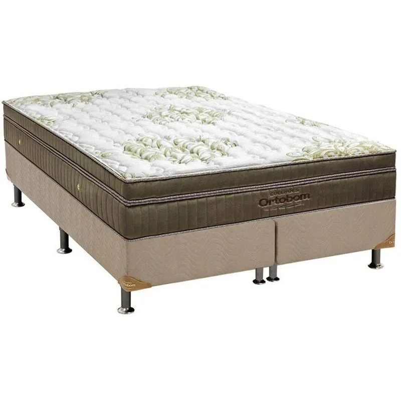 Cama Box King Colchao Molas Ensacadas Ortobom Superpocket Gold Ultragel Box Nobuck Clean 186x198
