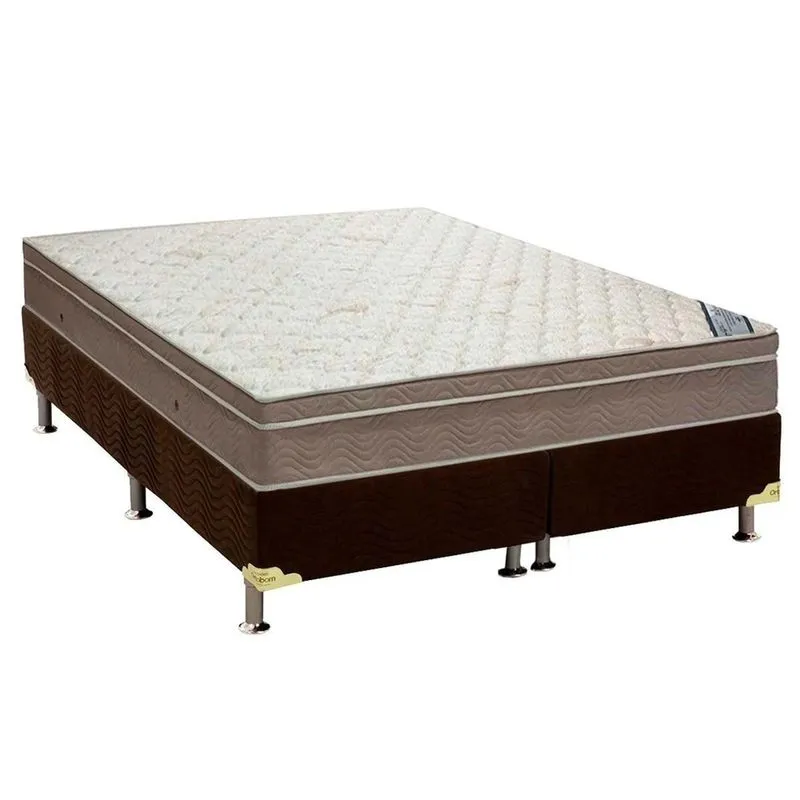 Cama Box King: Colchão Molas SuperPocket Ensacadas Ortobom Light Saúde + Base crc Suede Marrom(193x203)