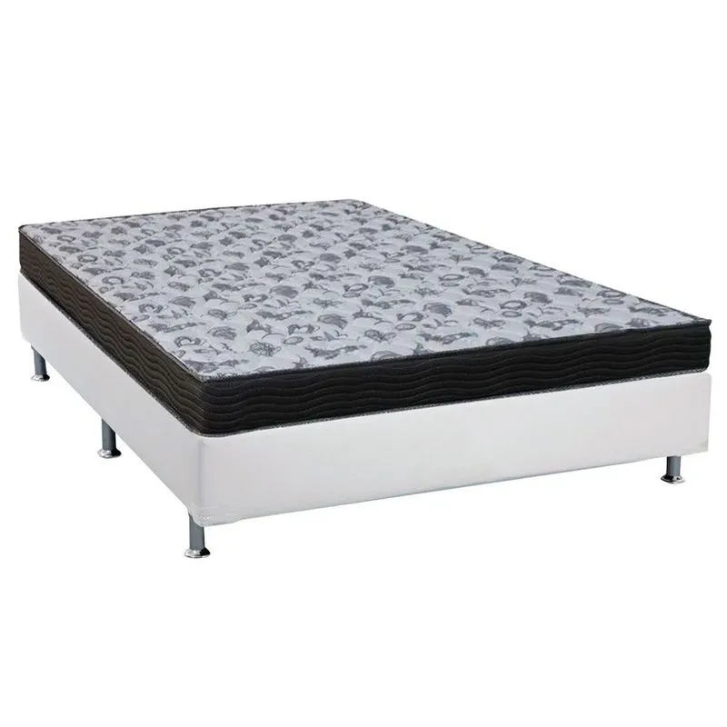 Conjunto Box Casal: Colchão Anatômico Ortobom D33 ISO 100 + Base CRC Suede White (138x188)