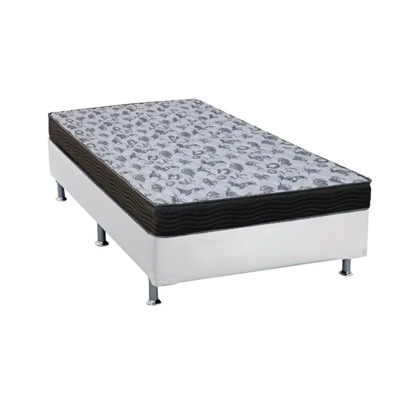 Cama Box Solteiro: Colchão Espuma D33 Ortobom /ep Anatômico Fort Tech iso 100 + Base crc Suede White(88x188)