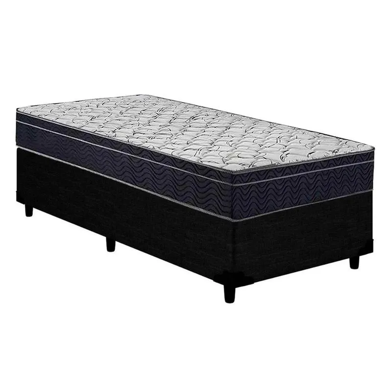 Cama Box Solteiro: Colchão D45 Ortobom /ep Airtech 150 + Base crc Courano Preto(88x188)
