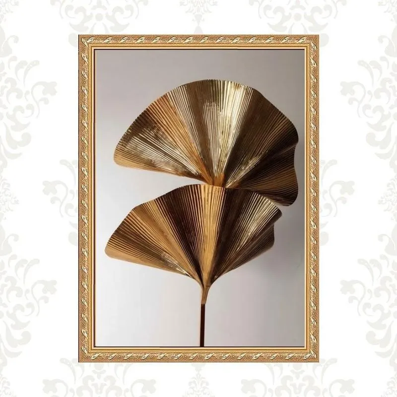 Quadro Moldura Dourada Flores Bronze 24X18Cm