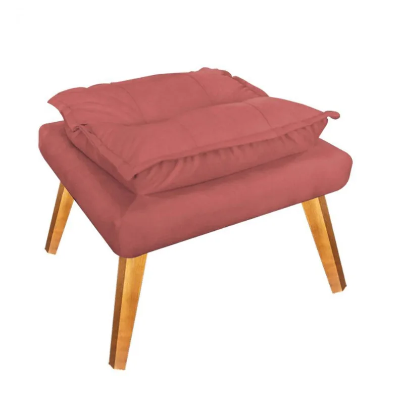 Kit 02 Puff Banqueta Jade Confort Suede Rose Gold