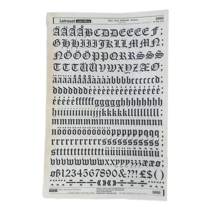 Letraset Decalque 25 X 38Cm Letras Adesivas 16.5Mm Altura