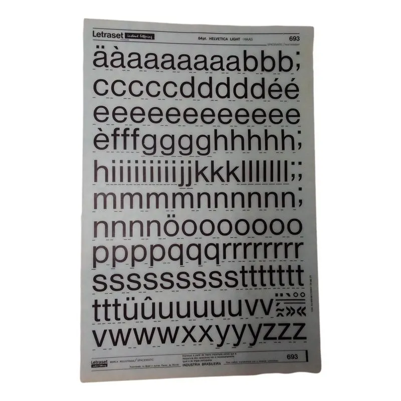 Letraset Decalque 25 X 38Cm Letras Adesivas 23.7Mm De Altura