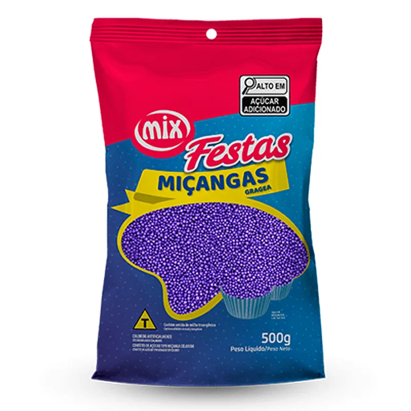 Confeito Miçanga Roxo 500g MIX