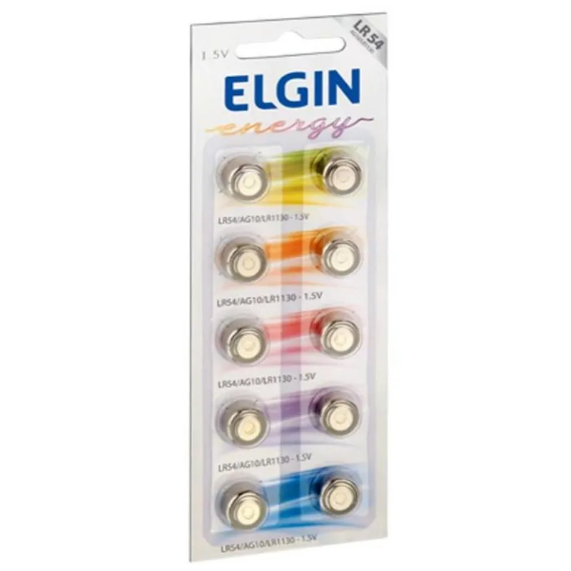Bateria Alcalina LR54 (AG10 / LR1130) Elgin 82254 - Cartela com 10 unidades