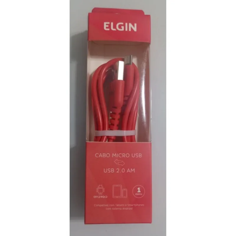 Cabo USB 2.0 am micro USB vermelho 1.0M - elgin - Elgin